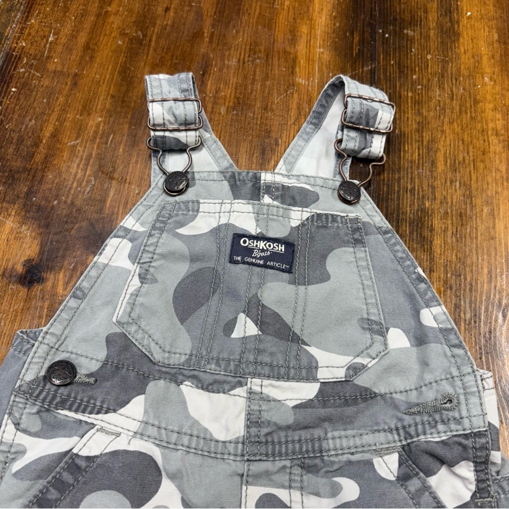 Osh Kosh Gray Camo Overalls‎ Size 18 Months